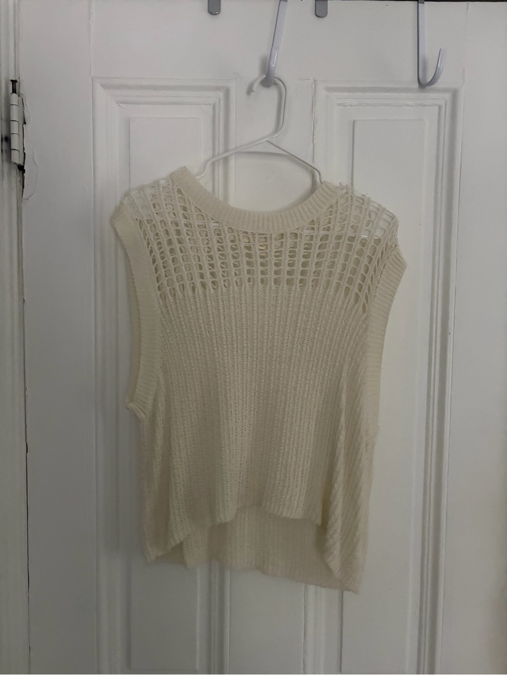 Do everything in love Ivory Open-Weave Sleeveless Coverup Top